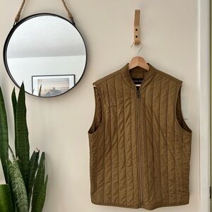 Michael Kors Quilted Khaki Zip-Front Vest